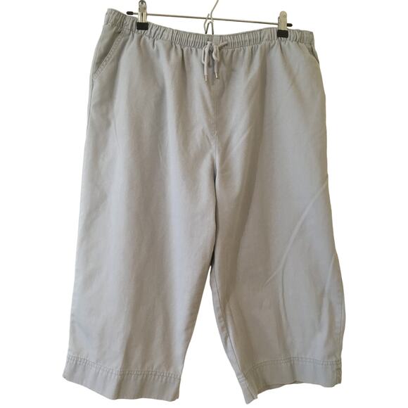 Coral Bay Petite PXL Light Gray Pull On Gathered Draw String Capris - Picture 1 of 4